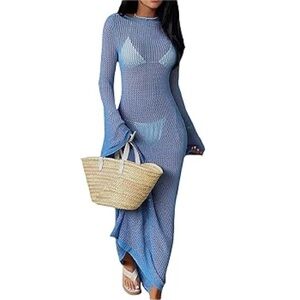Blue Knit Maxi Dress | Beach Cover Up | Formal or Casual Dress